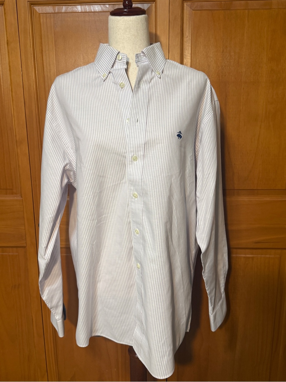 Brooks Brothers Men's Button-Down Original Polo Purple & White Stripe Shirt